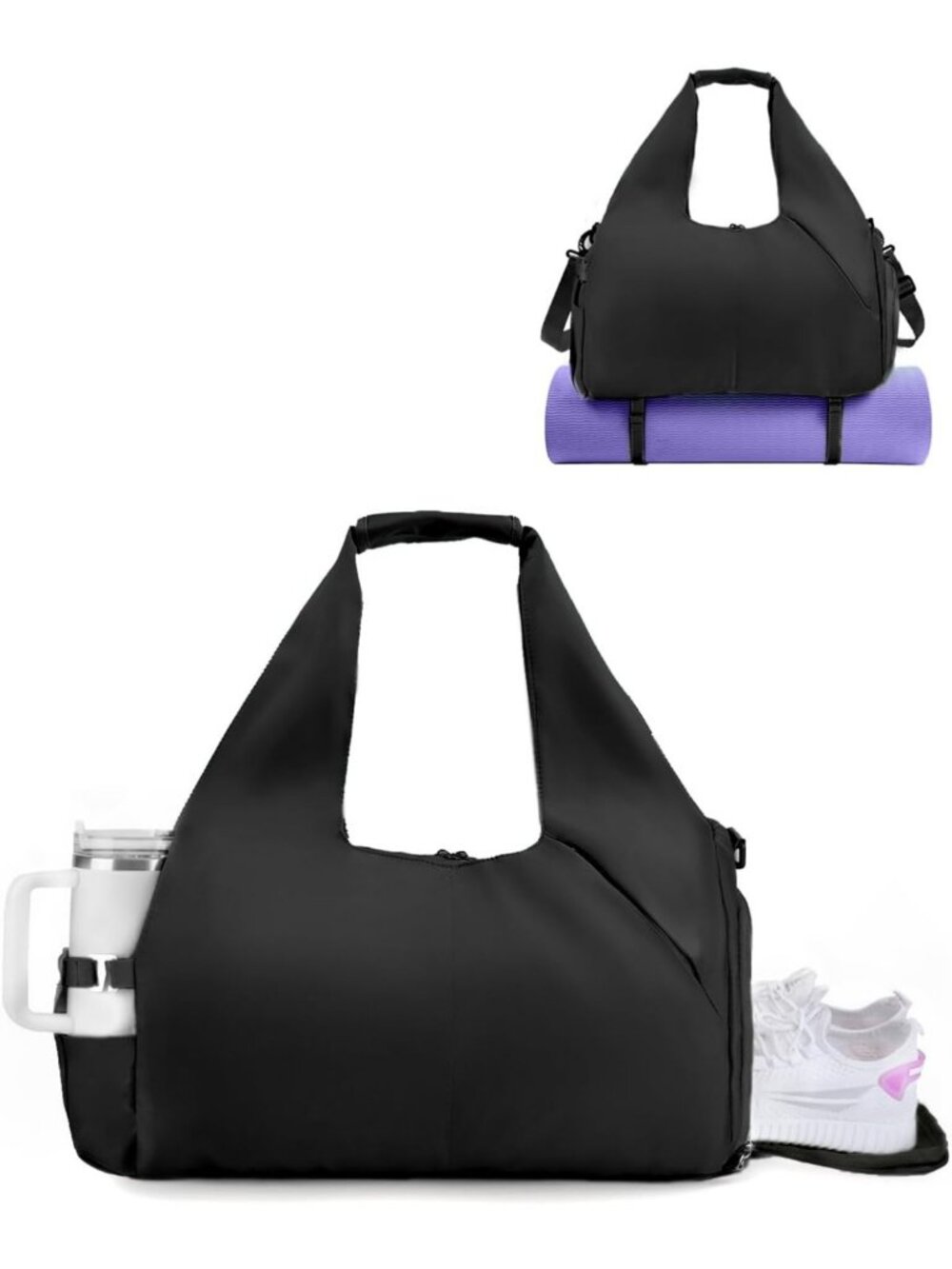 Stylish Gym Bag for Women with Shoe & Wet Compartments, Yoga Mat Holder Included